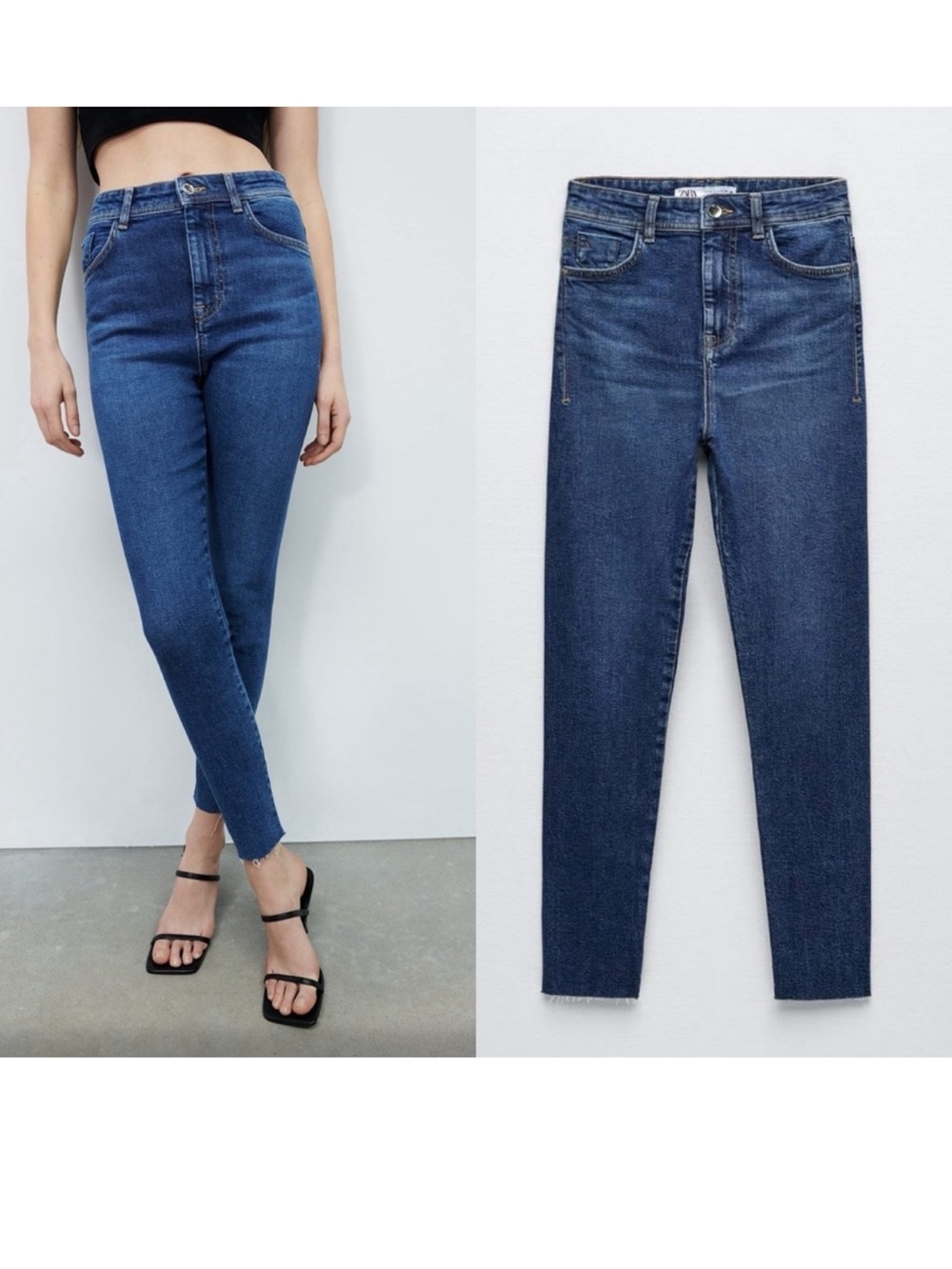 Zara Dark Blue High-Rise Skinny Jeans